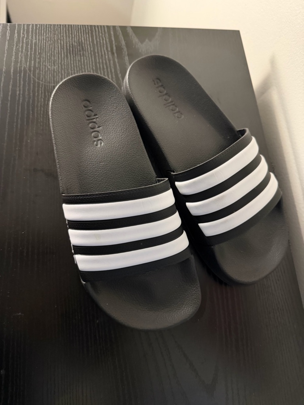 adidas Black Slide with White Logo